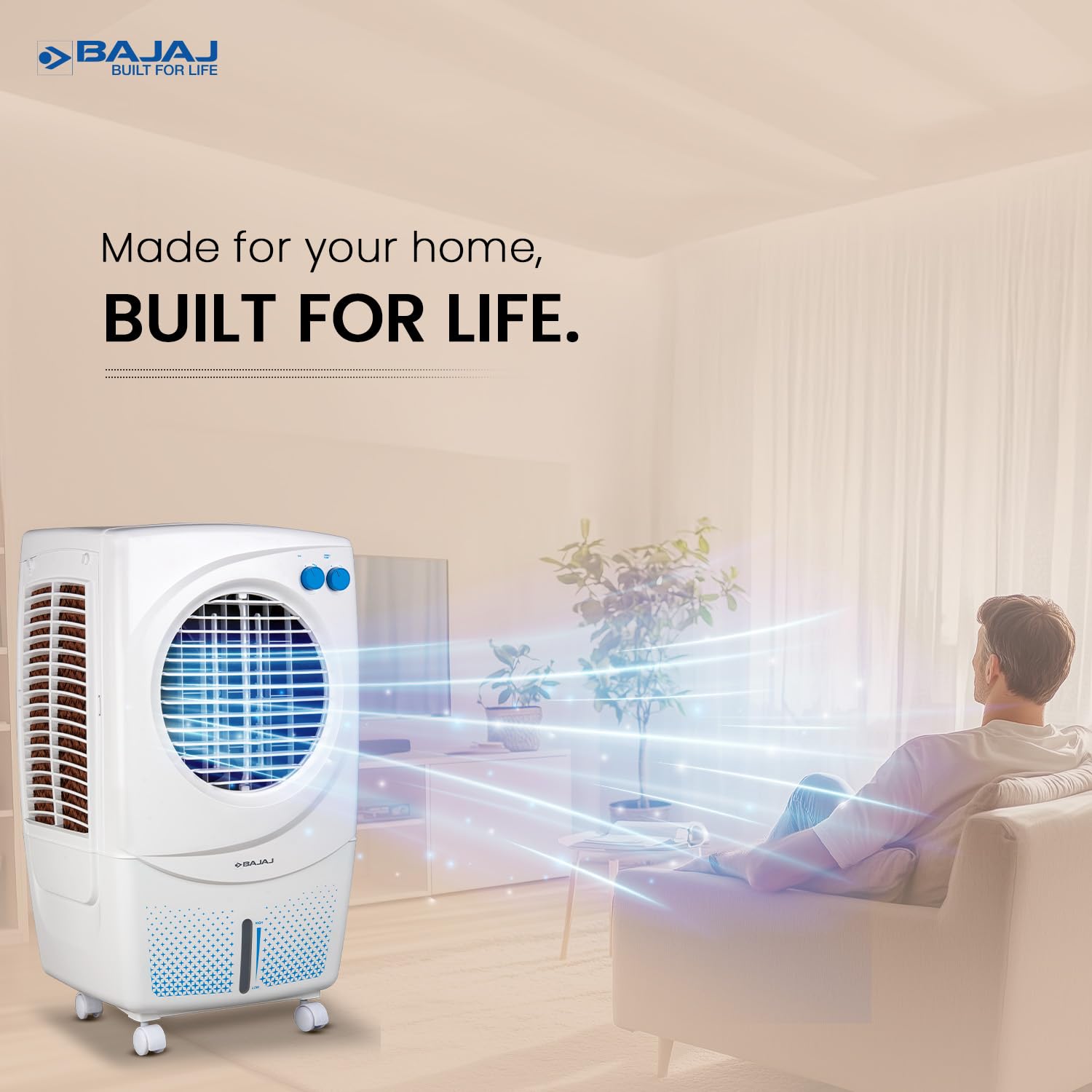 Bajaj PX 97 Torque New 36L Personal Air Cooler with Honeycomb Cooling Pads, 30Ft Air Throw, High-Speed Fan & 3-Speed Control – White